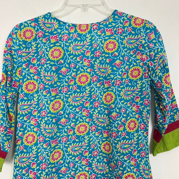 Avaasa Paisley Print Blue Tunic/Dress Size S - Picture 7 of 11